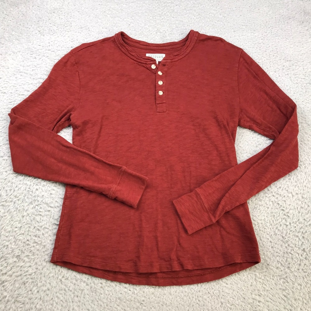 Tecovas Henley Shirt Mens S Red Slub Cotton Long Sleeve Western Cowboy Ranchwear